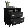 Tuhome Portanova Two Drawer Dresser, Two Open Shelves, Superior Top, Four Legs, Black CLW6738